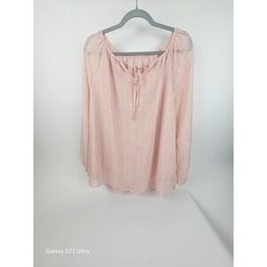 Women's  szXXL pink with white, boho. Peasant sleeve blouse